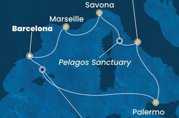 Španielsko, Taliansko, Francúzsko z Barcelony na lodi Costa Toscana