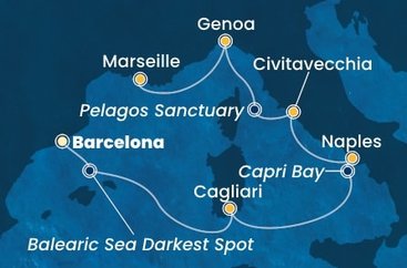 Španielsko, Taliansko, Francúzsko z Barcelony na lodi Costa Smeralda