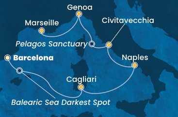 Španielsko, Taliansko, Francúzsko z Barcelony na lodi Costa Smeralda
