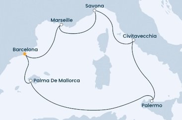 Španielsko, Taliansko, Francúzsko z Barcelony na lodi Costa Smeralda