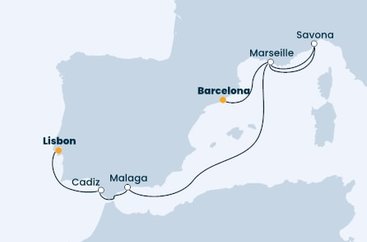 Španielsko, Francúzsko, Taliansko, Portugalsko z Barcelony na lodi Costa Fascinosa
