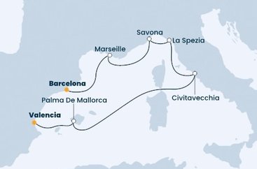 Španielsko, Francúzsko, Taliansko z Barcelony na lodi Costa Diadema
