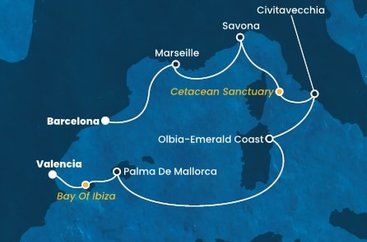 Španielsko, Francúzsko, Taliansko,  z Barcelony na lodi Costa Pacifica