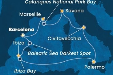 Španielsko, Taliansko, Francúzsko z Barcelony na lodi Costa Smeralda
