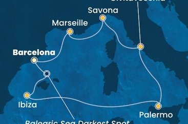 Španielsko, Taliansko, Francúzsko z Barcelony na lodi Costa Smeralda