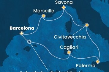 Španielsko, Taliansko, Francúzsko z Barcelony na lodi Costa Smeralda