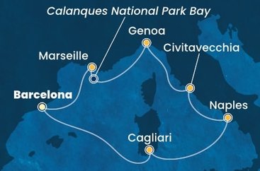 Španielsko, Sardínia, Taliansko, Francúzsko z Barcelony na lodi Costa Toscana