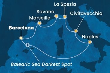 Španielsko, Taliansko, Francúzsko z Barcelony na lodi Costa Toscana