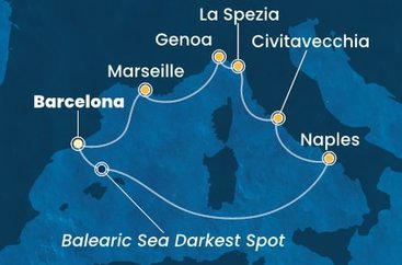 Španielsko, Taliansko, Francúzsko z Barcelony na lodi Costa Toscana