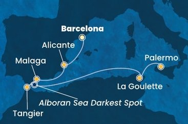 Španielsko, Maroko, , Tunisko, Taliansko z Barcelony na lodi Costa Toscana
