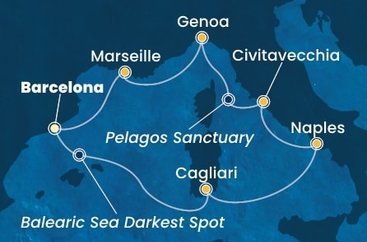 Španielsko, Taliansko, Francúzsko z Barcelony na lodi Costa Smeralda