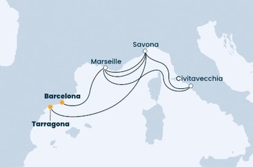 Španielsko, Francúzsko, Taliansko z Barcelony na lodi Costa Favolosa