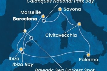 Španielsko, Taliansko, Francúzsko z Barcelony na lodi Costa Smeralda
