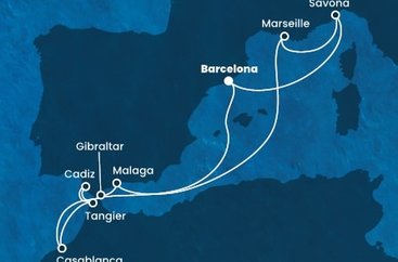 Španielsko, Maroko, Gibraltár, Francúzsko, Taliansko z Barcelony na lodi Costa Fascinosa