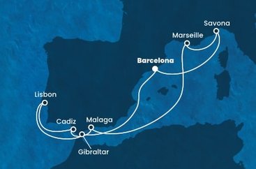 Španielsko, Gibraltár, Portugalsko, Francúzsko, Taliansko z Barcelony na lodi Costa Diadema
