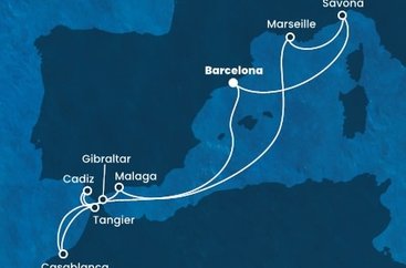 Španielsko, Maroko, Gibraltár, Francúzsko, Taliansko z Barcelony na lodi Costa Diadema