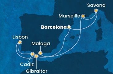 Španielsko, Gibraltár, Portugalsko, Francúzsko, Taliansko z Barcelony na lodi Costa Pacifica