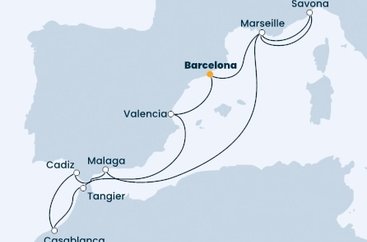 Španielsko, Francúzsko, Taliansko, Maroko z Barcelony na lodi Costa Favolosa