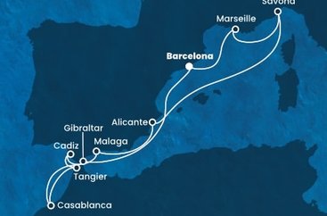 Španielsko, Francúzsko, Taliansko, Maroko, Gibraltár z Barcelony na lodi Costa Fortuna
