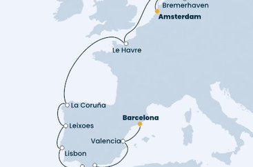 Španielsko, Portugalsko, Francúzsko, Nemecko, Holandsko z Barcelony na lodi Costa Favolosa