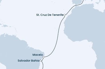 Španielsko, Brazília z Barcelony na lodi Costa Fascinosa