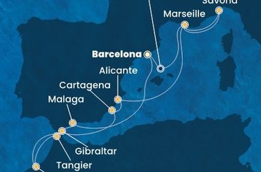 Španielsko, Maroko, Gibraltár, Francúzsko, Taliansko z Barcelony na lodi Costa Pacifica