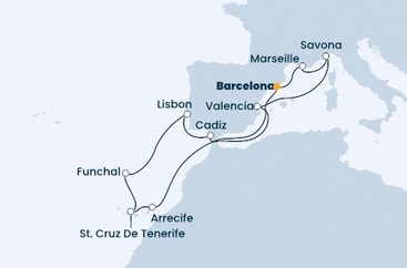 Španielsko, Francúzsko, Taliansko, Portugalsko z Barcelony na lodi Costa Firenze