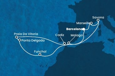 Španielsko, Francúzsko, Taliansko, Portugalsko z Barcelony na lodi Costa Fascinosa