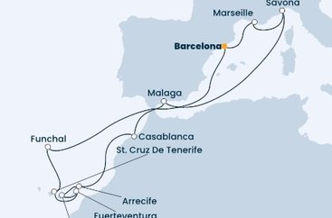 Španielsko, Francúzsko, Taliansko, Maroko, Portugalsko z Barcelony na lodi Costa Diadema