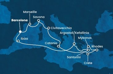 Španielsko, Francúzsko, Taliansko, Grécko z Barcelony na lodi Costa Fascinosa