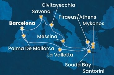 Španielsko, Malta, Grécko, Taliansko z Barcelony na lodi Costa Fascinosa