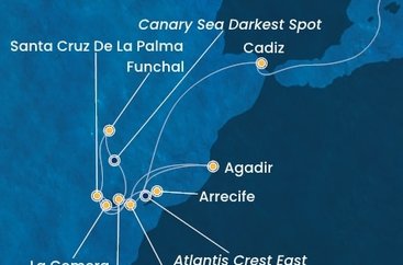 Španielsko, , Maroko, Portugalsko z Barcelony na lodi Costa Fortuna