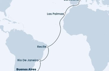 Argentína, Brazília, Španielsko, Francúzsko z Buenos Aires na lodi Costa Fascinosa