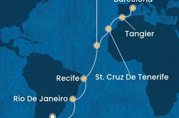 Argentína, Brazília, Kapverdy, Španielsko, Maroko z Buenos Aires na lodi Costa Favolosa