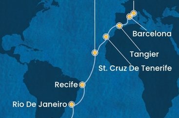 Argentína, Brazília, Kapverdy, Španielsko, Maroko, Francúzsko z Buenos Aires na lodi Costa Favolosa