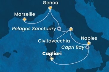 Taliansko, Francúzsko z Cagliari na lodi Costa Smeralda