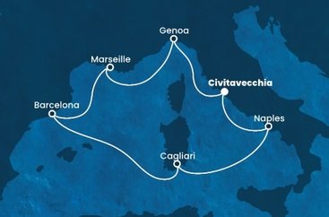 Taliansko, Francúzsko, Španielsko z Civitavechie na lodi Costa Smeralda