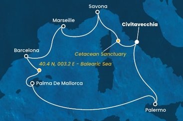 Taliansko, , Francúzsko, Španielsko z Civitavechie na lodi Costa Toscana