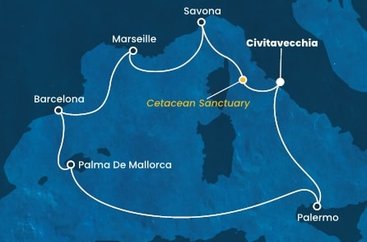 Taliansko, , Francúzsko, Španielsko z Civitavechie na lodi Costa Toscana