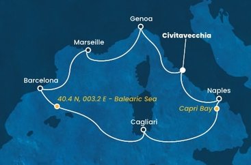 Taliansko, Francúzsko, Španielsko,  z Civitavechie na lodi Costa Smeralda