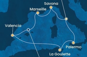 Taliansko, Francúzsko, Španielsko, Tunisko z Civitavechie na lodi Costa Pacifica