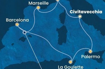 Taliansko, Francúzsko, Španielsko, Tunisko z Civitavechie na lodi Costa Pacifica