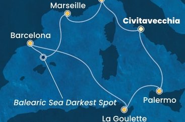 Taliansko, Francúzsko, Španielsko, Tunisko z Civitavechie na lodi Costa Pacifica