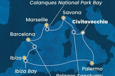 Taliansko, Francúzsko, Španielsko z Civitavechie na lodi Costa Smeralda