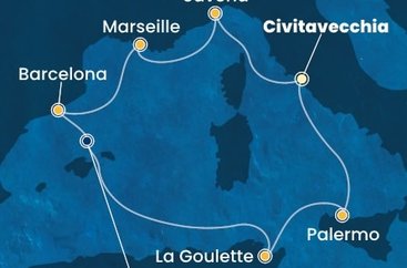 Taliansko, Francúzsko, Španielsko, Tunisko z Civitavechie na lodi Costa Pacifica