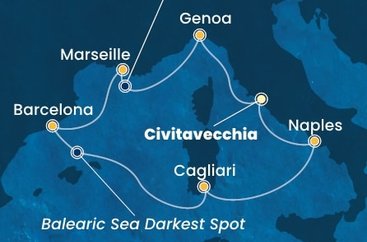 Taliansko, Francúzsko, Španielsko, Sardínia z Civitavechie na lodi Costa Toscana