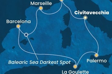 Taliansko, Francúzsko, Španielsko, Tunisko z Civitavechie na lodi Costa Pacifica