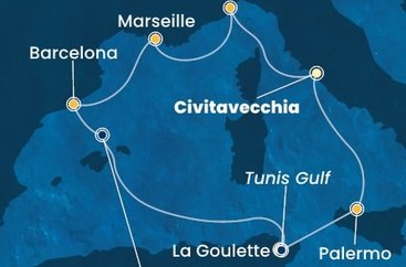 Taliansko, Francúzsko, Španielsko, Tunisko z Civitavechie na lodi Costa Smeralda Taliansko, Francúzsko, Španielsko, Tunisko z Civitavechie na lodi Costa Smeralda