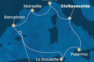 Taliansko, Francúzsko, Španielsko, Tunisko z Civitavechie na lodi Costa Smeralda