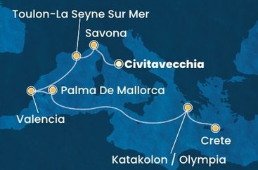 Taliansko, Francúzsko, Španielsko, Grécko z Civitavechie na lodi Costa Pacifica